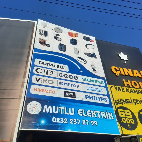 mutlu elektrik karabağlar cephe germe branda tabela